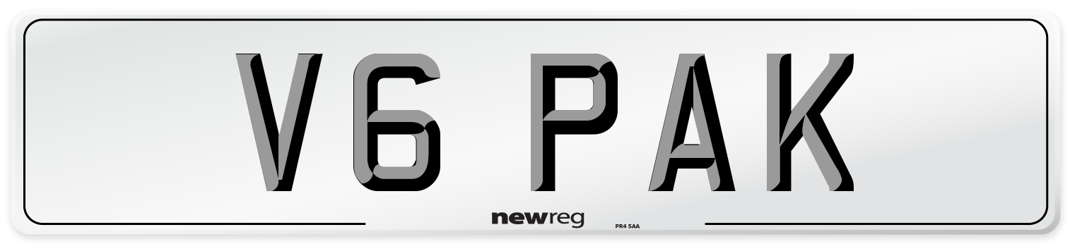 V6 PAK Number Plate from New Reg